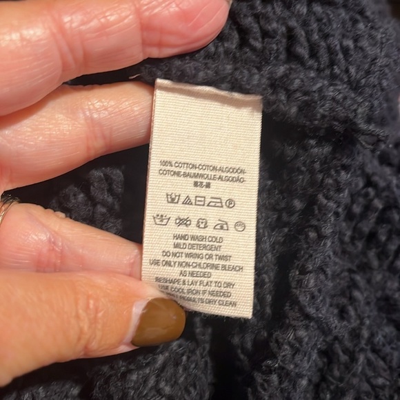 Free People Black Oversized Wide-knit Chunky V-Neck Sweater Sz XS/S - Picture 5 of 5